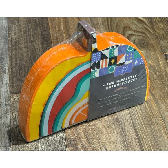 FAO Schwarz Fruit Stacker Wood Building Set, Montessori Toy, Nesting Puzzle NEW! - Picture 6 of 9